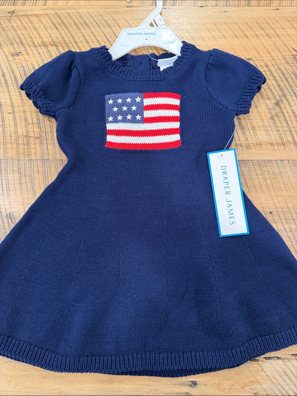 Draper James Navy Knit Dress with Flag Patch